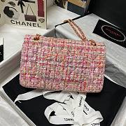 Chanel 25cm Tweed & Gold-Tone Metal Pink Double Flap Bag - 3