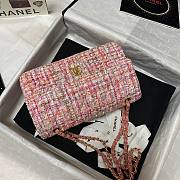 Chanel 25cm Tweed & Gold-Tone Metal Pink Double Flap Bag - 5