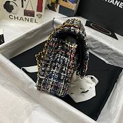 Chanel 25cm Tweed & Gold-Tone Metal Black Double Flap Bag - 6