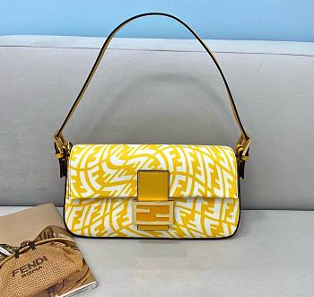 Fendi BAGUETTE 1997 yellow glazed canvas bag