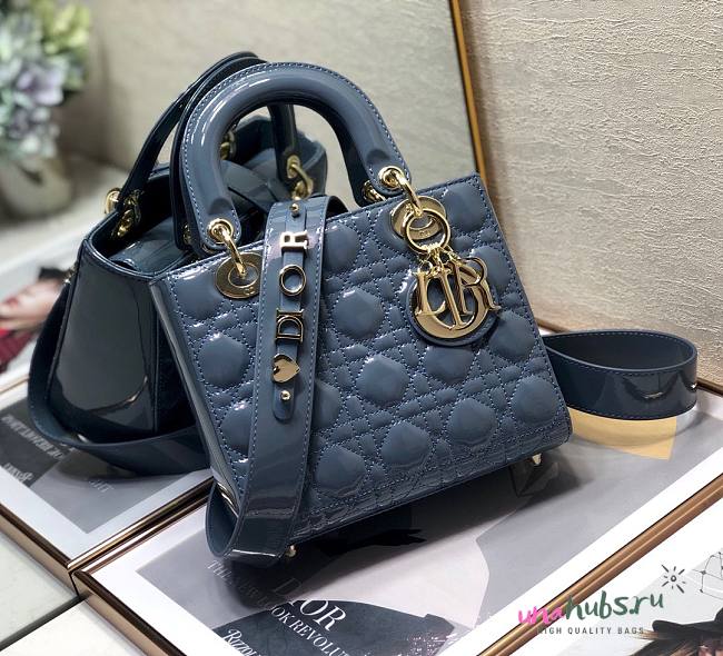 Dior lady patent ABC 20cm blue - 1