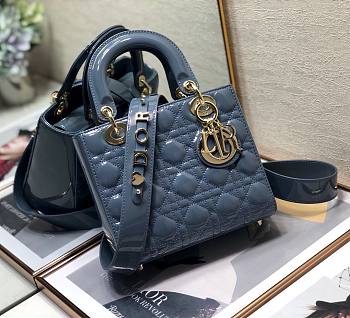 Dior lady patent ABC 20cm blue