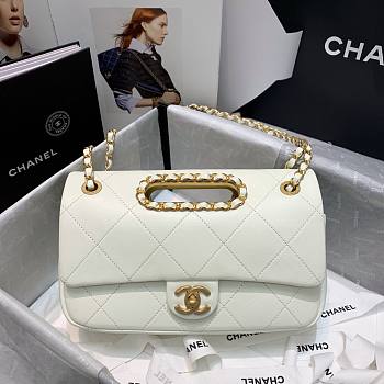 Chanel handle flap bag white AS1466