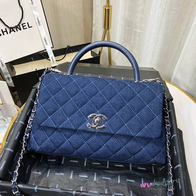 Chanel Coco Grained Calfskin Denim Flap Bag 29cm - 1