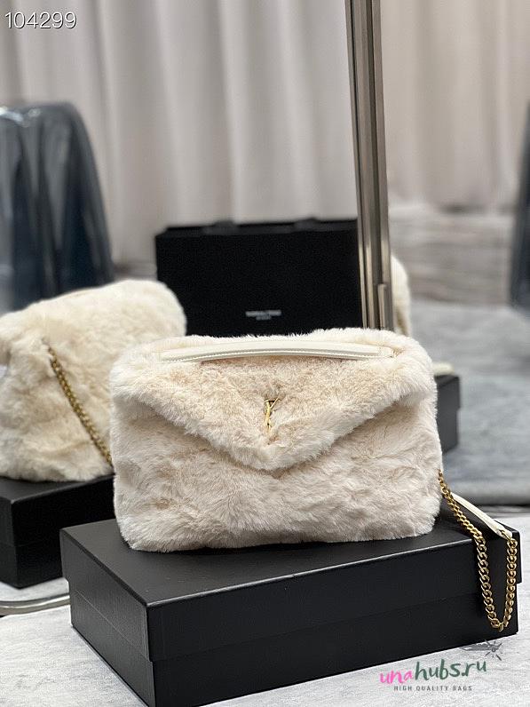 YSL Puffer Merino Shearling & Lambskin White 29cm - 1