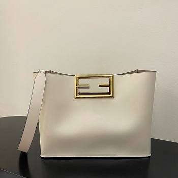 Fendi Way large leather tote white