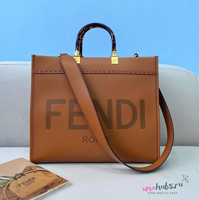 Fendi Sunshine Medium Brown Tote Bag - 1