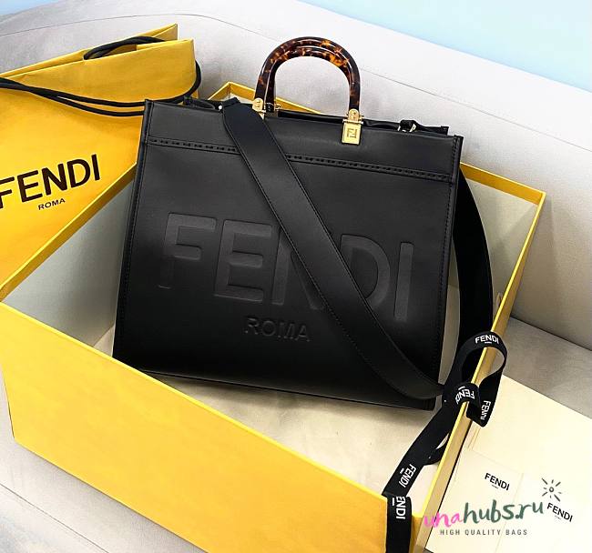 Fendi Sunshine Medium Black Tote Bag - 1