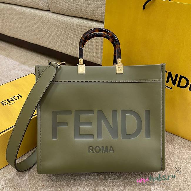 Fendi Sunshine Medium Green Tote Bag - 1