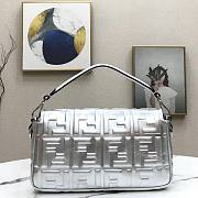 Fendi BAGUETTE Silver leather bag 26cm - 4