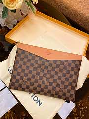 Louis Vuitton Pouch Wallet Gray/ Beige / Red  - 4