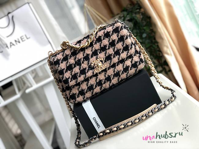 Chanel 19 Tweed Flap Bag Nude Pink 26cm - 1