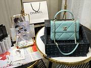 Chanel lampskin trendy handle flap bag blue 25cm - 5