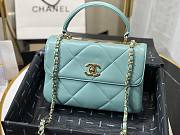 Chanel lampskin trendy handle flap bag blue 25cm - 4