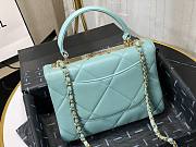 Chanel lampskin trendy handle flap bag blue 25cm - 3