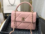 Chanel lampskin trendy handle flap bag pink 25cm - 6