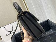 Chanel lampskin trendy handle flap bag black 25cm - 6