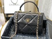 Chanel lampskin trendy handle flap bag black 25cm - 5