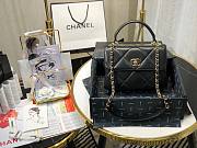 Chanel lampskin trendy handle flap bag black 25cm - 4