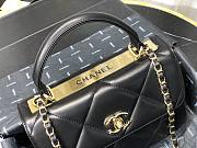 Chanel lampskin trendy handle flap bag black 25cm - 3