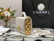 Chanel Lambskin & Gold Metal Mini Flap Bag in White  - 3