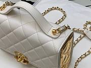 Chanel Lambskin & Gold Metal Mini Flap Bag in White  - 6