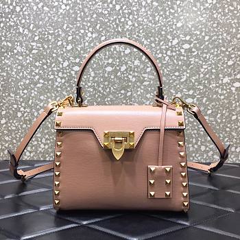 Valentino Garavani Rockstud Alcove beige leather tote bag