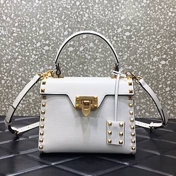 Valentino Garavani Rockstud Alcove white leather tote bag