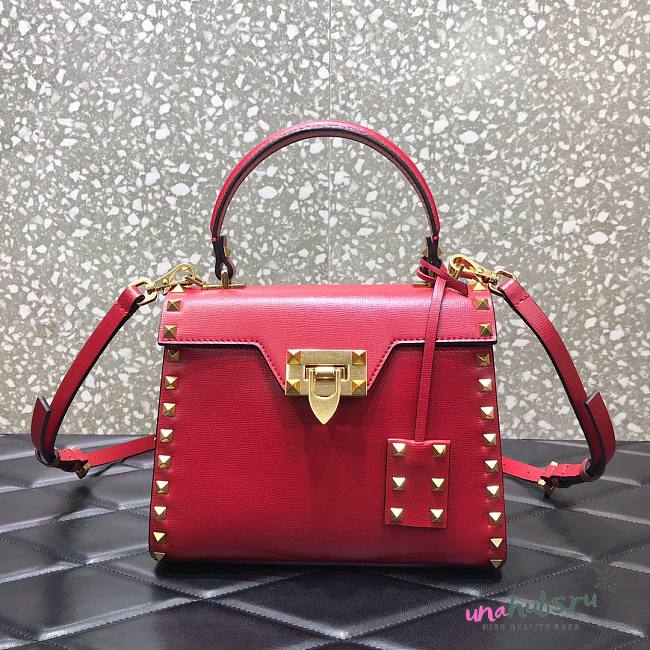 Valentino Garavani Rockstud Alcove red leather tote bag - 1