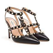 Valentino black grained leather - gold hardware heels - 2