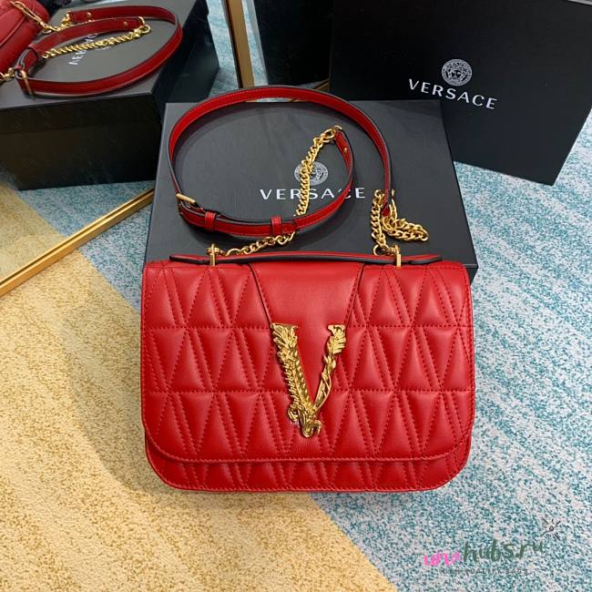 Versace Virtus Quilted Napa Evening Bag - Red - 1