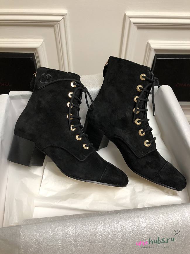 Chanel black suede leather boots - 1