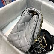 Chanel Lambskin & Gold-Tone Metal Mini Flap Bag Gray  - 2