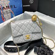 Chanel Lambskin & Gold-Tone Metal Mini Flap Bag Gray  - 3