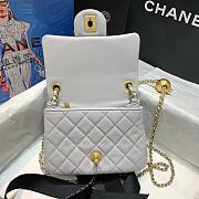 Chanel Lambskin & Gold-Tone Metal Mini Flap Bag Gray  - 5