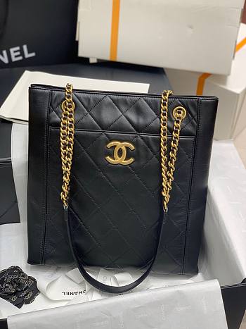 Chanel shopping bag calfskin gold hardware