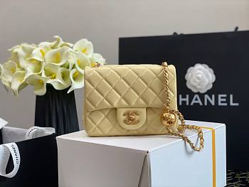 Chanel Lambskin & Gold-Tone Small Metal Flap Bag Yellow 13cm
