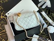 Chanel Lambskin & Gold-Tone Small Metal Flap Bag White 20cm - 5