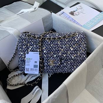 Chanel flap bag sequen blue 25cm AO112