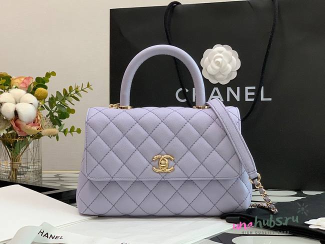 Chanel coco handle mini purple caviar leather  - 1