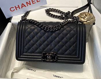 Chanel boy caviar leather all black 25cm