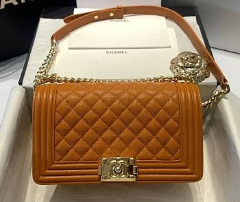 Chanel boy caviar leather yellow 25cm