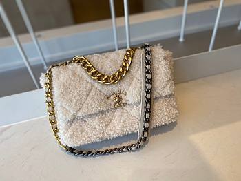 Chanel tweed white flap bag 30cm