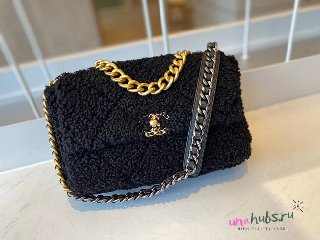 Chanel tweed black flap bag 30cm - 1