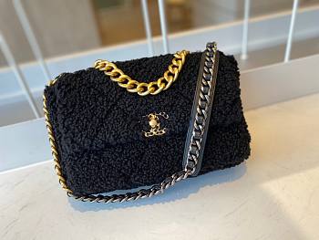Chanel tweed black flap bag 30cm