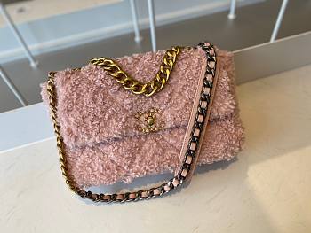 Chanel tweed pink flap bag 30cm