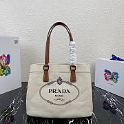 Prada linen blend and leather tote bag BG356  - 1