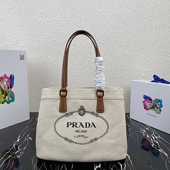 Prada linen blend and leather tote bag BG356 