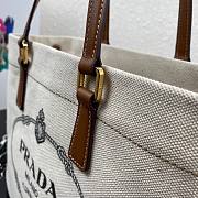 Prada linen blend and leather tote bag BG356  - 6