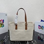 Prada linen blend and leather tote bag BG356  - 4